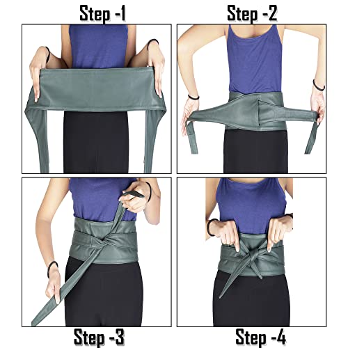 Tomjack Obi Style Women Waist Belt - Pure Leather Bow Tie Waistband, Handmade Cincher Boho Belt For Girl, 48 #TOP3