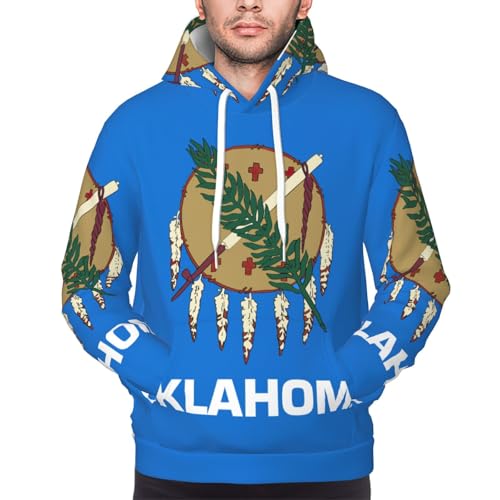 FSCEV Oklahoma State Flag Sweat à capuche pour homme Vêtements de sport pour le printemps, l'automne et l'hiver, Noir , L