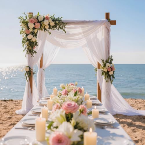White Wedding Arch Draping Fabric 30'' x 18FT Sheer Chiffon Arch Drape by LINXTAR - Used condition - Image 5