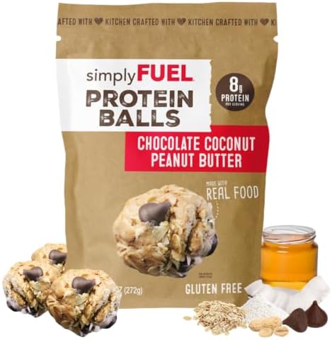 simplyFUEL Whole-Food Protein Balls (Peanut Butter Chocolate Coconut Fusion) - 8 g High-Protein, Gluten-Free, Healthy Snack for Adults & Kids - 9.6 oz