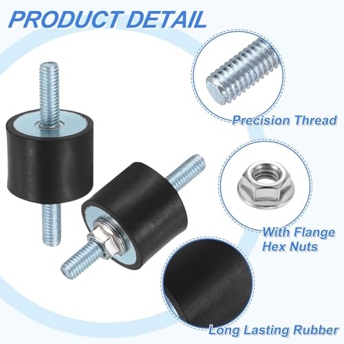 LetCart 4 Stück M6 Stecker Buchse Gummihalterungen, Antivibrationsdämpfer aus Gummi, Silentblock M6, Anti Vibrations Gummi Isolator Halterung M6*18mm für Auto Motor