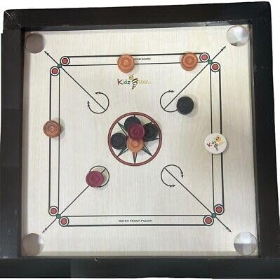 Carrom 32" Waterproof Carrom Board Set with Coins and Striker, Hardwood Edges