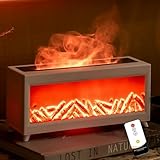Fireplace Diffuser,Essential Oil Diffuser for Home,Smart Flame Fireplace Aromatherapy Diffuser with Remote Control,Timer and Auto-Off,Cool Mist Humidifiers Diffuser for Home,Bedroom and Office (White)