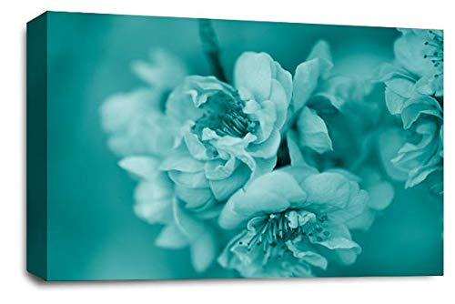 Le Reve Floral Flower Wall Art Picture Teal Grey White Love Blossom Canvas Large Panel Print