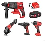 Kit/set de herramientas a bateria (Brushless/sin carbones) : Nanwei/Nawin : Taladro Percutor + Atornillador de Impacto + Amoladora + Taladro/martillo demoledor mixto + 2 Baterías Li-Ion 7,5Ah