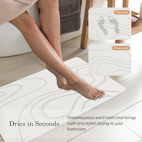 Jiloma Stone Bath Mat Diatomite Stone Mats for Bathroom Non-Slip Diatomaceous Earth Shower Mat Super Absorbent Bathroom Floor Mat Natural Easy to Clean(24 * 16 White) by Jiloma - Image 2