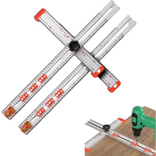 Righello di posizionamento per foratura, strumento di misurazione multi-angolo, righello quadrato a T per lavorazione del legno e falegnameria, ausilio di foratura preciso