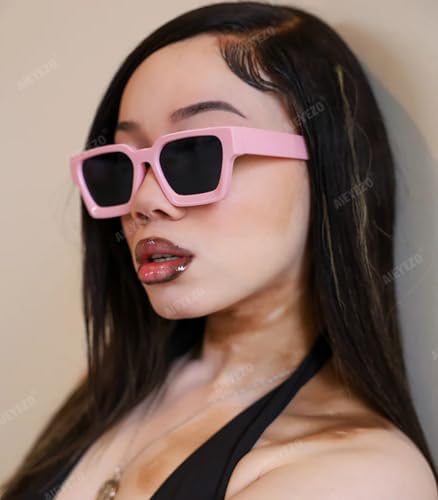 Image of AIEYEZO Square Sunglasses for Women Men Square Thick Frame Sun Glasses Simple Designer Style Shades