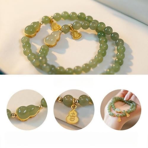 Hetian Jade Gourd Bracelet – Lucky Stretch Jade Bracelet for Wealth, Health, Success, Longevity, Protection & Fortune – Prosperity Jewelry for Career & Positive Energy4