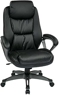 Office Star Executive Eco Leather Chair with Coil Spring Seat, Padded Arms