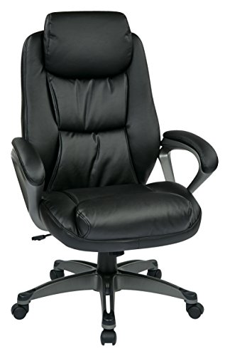 Office Star Executive Eco Leather Chair with Coil Spring Seat, Padded Arms