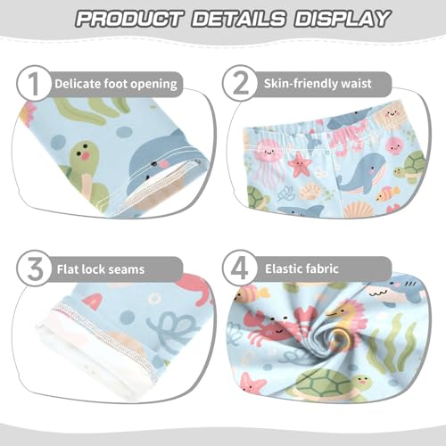 Cartoon Marine Dolphin Jellyfish Seashell Girls Leggings Soft Stretch Workout Yoga Dance Pants for Kids Clothes3