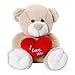 XOYZUU Oso de peluche con corazón rojo, oso de peluche con corazón rojo I Love You - 25 cm - Oso de peluche de peluche con diseño de oso de peluche, color marrón claro