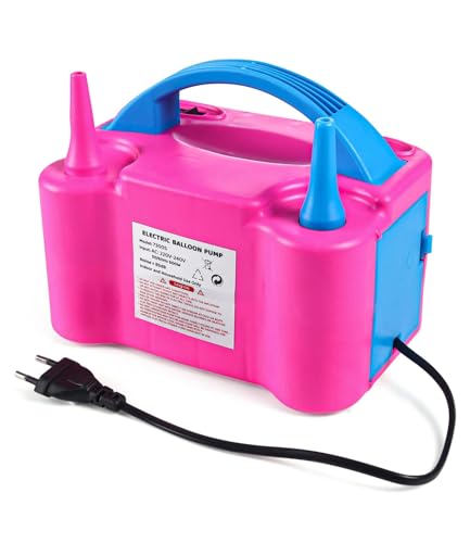 Image of Play Nation Premium High Power Electric Balloon Inflator, Portable Dual Nozzles Balloons Air Pump for Balloon Arch, Ideal for Birthday, Anniversary & Other Celebrations, Party Accessory, Blue & Pink
