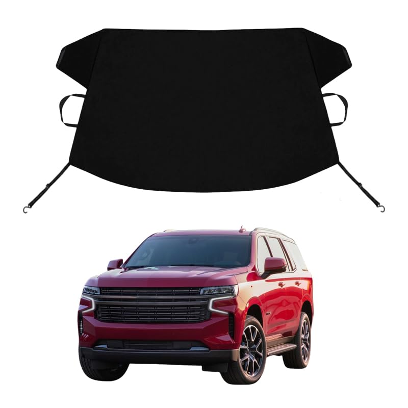 Image of Tahoe Custom Windshield Cover for Ice and Snow Che-vy Tahoe Heavy Duty 600D Oxford Fabric Windshield Protector Fit Waterproof Hail Frost Cover Winter Car Accessories