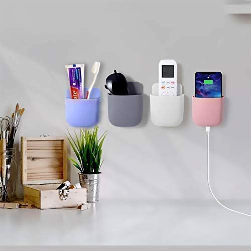 MAPPERZ Wall Stand Mobile Holder Mount Phone/Multi Purpose Plastic Storage Case Box Organiser for TV AC Remote Toothbrush Pen Charger Plug with Sticker (Mixed Colors Pack of 2) (B09MB4FNFL) Amazon Price History, Amazon Price Tracker