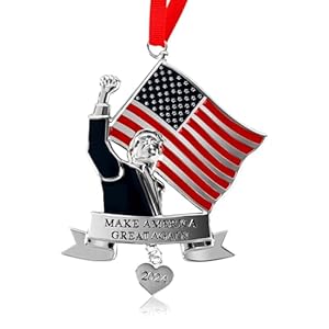 Donald Trump 2024 – Make America Great Again US Flag Christmas Ornament 2024 – 4 x 3 Inch Christmas Tree Ornaments