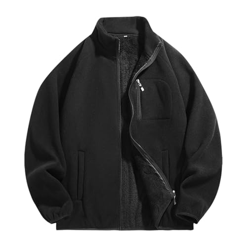 Forros Polares Hombre - Chaqueta Polar para Exteriores, Forro Exterior Grueso y cálido para Invierno. (Black, XXL)
