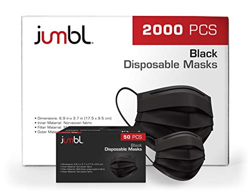 Jumbl Face Mask [2000 Pack] Single Use Disposable Blue Face Mask, 3-Ply Masks with Elastic Earloops, Wholesale Bulk Pricing