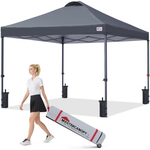 Image of MASTERCANOPY 8x8 Durable Pop Up Canopy Tent with Roller Bag, Dark Grey