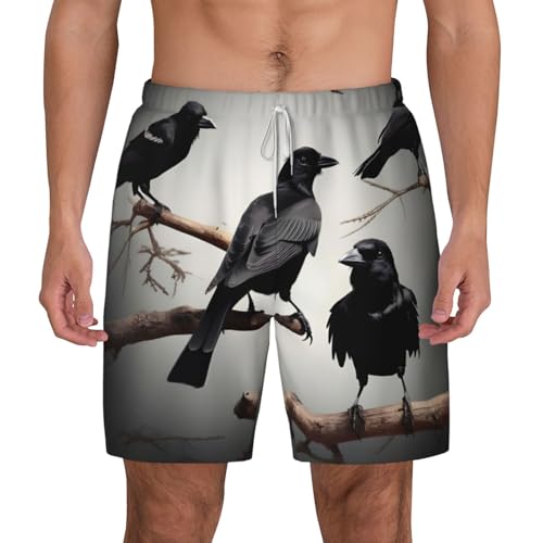 Short de bain corbeau noir respirant à séchage rapide pour le surf d'été