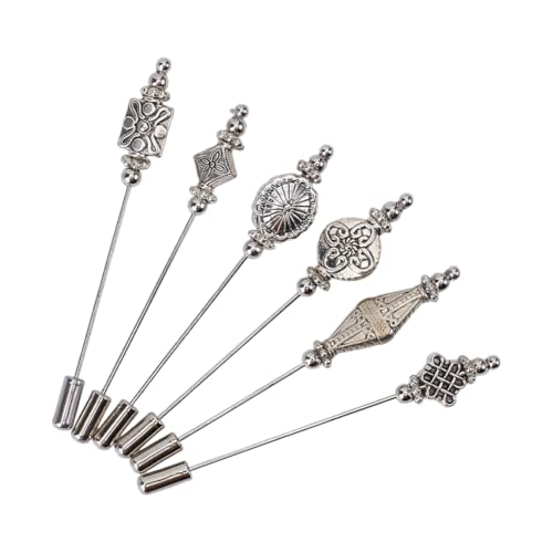GOMAKERER 6pcs épingle Épingles à Tête Droite en Alliage d’Argent Tibétain pour Bijoux et Bricolages