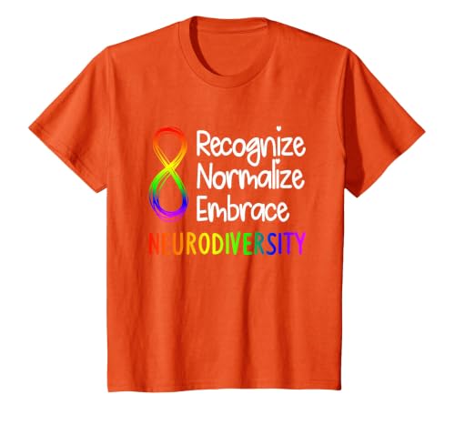 Neurodiversity Shirt Autism Spectrum ASD Rainbow Infinity T-Shirt, Youth, Orange, 2T