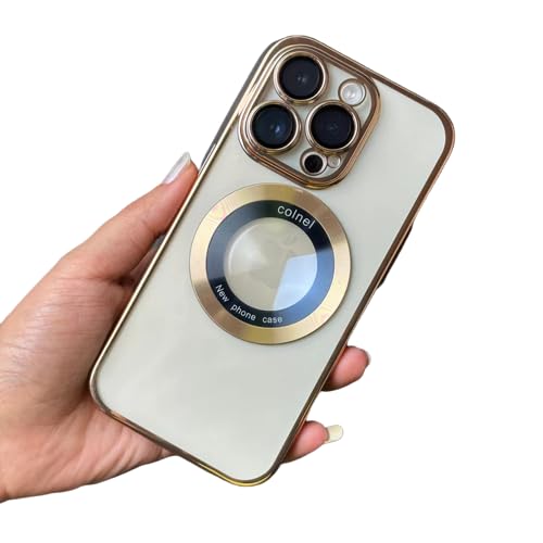 SHAAPA CD Pattern Magnetic Transparent Case - iPhone 14 Pro Max (Gold)