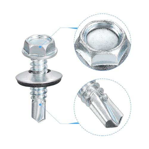 Tornillos autoperforantes #14x1 pulg con arandela de goma 200 pcs miniatura 4