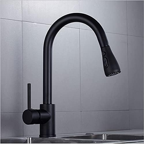 Kitchen Sink Faucet for Bar Farmhouse Commercial, Kitchen Faucet Mixer, Pull Out Kitchen Tap, Single Handle Single Hole 360 Rotate, Copper White/ Nickel/Gold Swivel Sink Mixer Tap ( Color : Black )