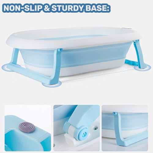 Image of Safe-O-Kid All-in-One Foldable Baby Bathtub - Lightweight, BPA-Free with Drain Plug, for Kids, 0-5 Year- Blue