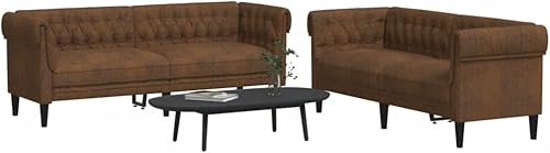 vidaXL Juego de sofá - 2 y 3 plazas - Tela marrón - Sillón moderno para sala de estar