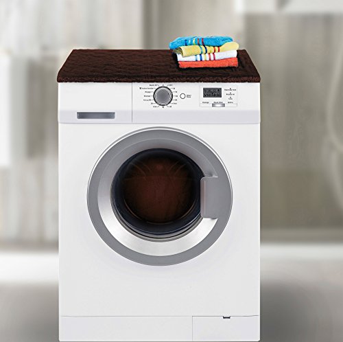 Brandsseller Waschmaschinenbezug & Trocknerbezug 60x60 cm - gepolsterter Schonbezug für Waschmaschine und Trockner – Schutzhülle mit Gummizug - Braun