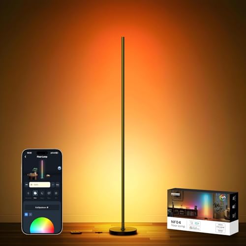 Image of NEEWER NF04 RGB IC W Smart Floor Lamp NEW Version, 1000lm LED Corner Light Compatible with Google Alexa, APP /AI Design /Music Sync /16 Million Color Living Room Bedroom Home Decor Ambient Lighting
