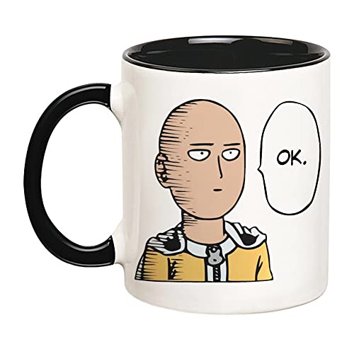 Fonhark - 'Saitama One Punch Man Ok Ceramic Mug, Anime Coffee Cup, 11 Oz Novelty Coffee Mug/Cup
