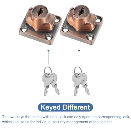 Image of MECCANIXITY Twist Knob Keyed Hasp Locks Safety Packlock Clasp Hasp Latches with Keys & Screws 2.5 Inch for Window Barn Drawer Cabinet Garage Small Doors (Pack of 2, Red)