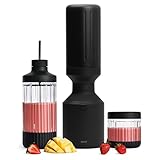 Beast Mega 1200 Stainless Steel | Premium Countertop Blender | Smoothies, Shakes, Sauces, Dips | Lg Servings | Blends Ice + Frozen Fruit | Double-Wall Insulation | Extra Vessels | 1200W (Carbon Black)