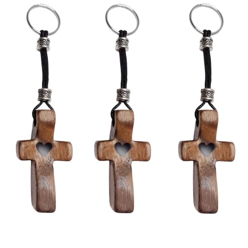 Fving Cross My Hearth Keychain,100% Walnut Christian...