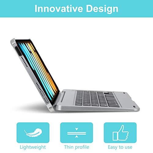Boriyuan Ipad Mini 6 Keyboard Case 2021, Protective Ultra Slim Hard Clamshell Folio Stand Smart Cover With Wireless Bluetooth Keyboard For Ipad Mini 6Th Generation 8.3 Inch - Silver #TOP2