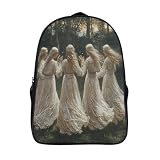 kaiyun Bruja Blanca Reuniéndose en un Espacio Abierto Bolsa De Escuela De Niño Y Niña,Mochila De Escuela Primaria Con Estampado De Dibujo de figuras Dibujos Niños Adolescentes 16 inch