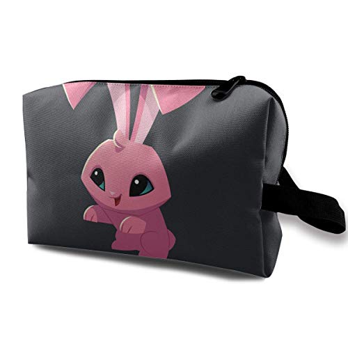Preisvergleich Produktbild Kosmetiktasche Pink Bunny Standing Waterproof Travel Bag mit Reißverschluss, geräumige Kosmetiktasche