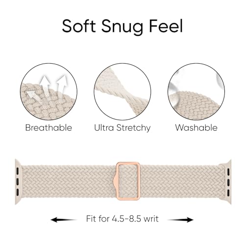 Image of 6 Pack Braided Stretchy Bands Compatible with Apple Watch Band 38mm 40mm 41mm 42mm 44mm 45mm 46mm 49mm Women Men, Adjustable Nylon Solo Loop Elastic Straps for iWatch Series 11 10 9 8 7 6 5 4 SE Ultra