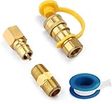 WADEO 3/8 Inch Natural Gas Quick Connect Fittings, LP Gas Propane Hose Quick Disconnect Kit, 3/8 Inch Male Pipe Thread x 3/8 inch Female Pipe Thread, Portable and Suitable for BBQ Grills