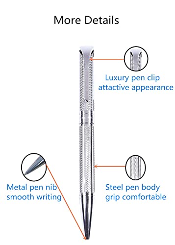 Penneed Ballpoint Pen For Men Women Executive Home Office Use, With Gift Box Refillable 1.0Mm Black Ink B5(Elegant Silver) #TOP1