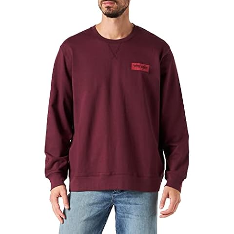 Wrangler Crew Sweatshirt Sudadera, Rojo (Winetasting), Large para Hombre Cover