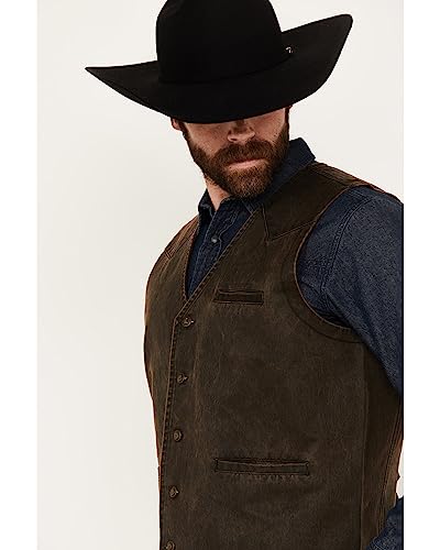 Cody James Men's Pancho Villa Oilskin Button-Front Western Vest Brown X- US2