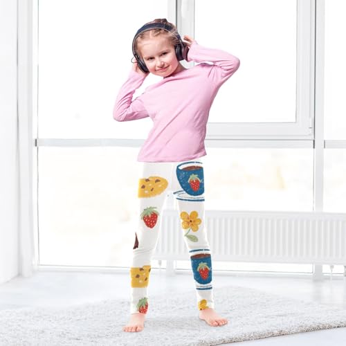 Cookie Brownie Coffee Strawberry Girls Leggings,Workout Leggings for Girls Toddler Athletic Leggings Size for 3-10T4