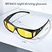 MTGEV Night-Driving-Vision-Glasses Men-Women Anti-Glare - Polarized Fit Over Prescription Glasses, Night Vision Glasses for Driving,Night time,Matte Black Frame,Yellow Lens