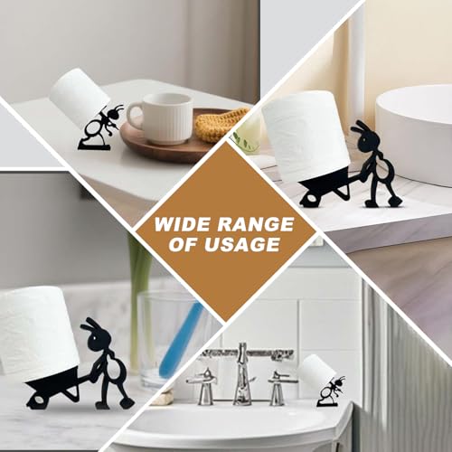 Orablooiva 3 Stück Set Ameise Toilettenpapierhalter Lustiger Toilettenpapier Halter Freistehend Badezimmer Set 3D Gedruckter Schwarz Ameise Rollenhalter