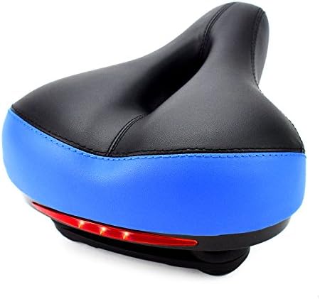 Arenaron Bike Saddle Safty Led Taillight-Comfortable Wide Bike Saddle, Memory Foam Padded Dual Spring Designed Bicycle Seat Cushion Cycling Race- Bike Suspension Cruiser Seat (Blue)